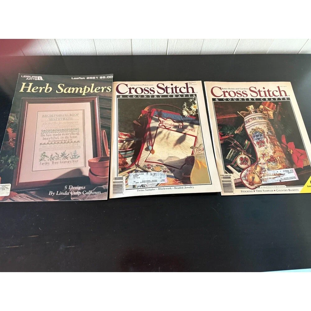 Vintage 1990s Cross Stitch Pattern Booklets Magazines Lot of 18 Needlework